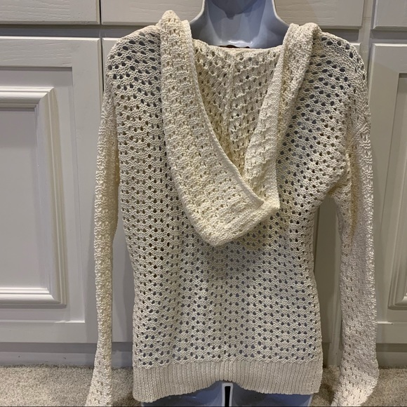 Loft Cream Crotched V-neck Top S - Picture 4 of 8